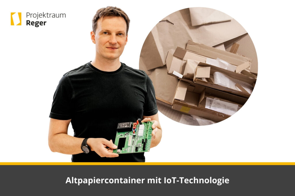 Altpapiercontainer mit IoT-Technologie.